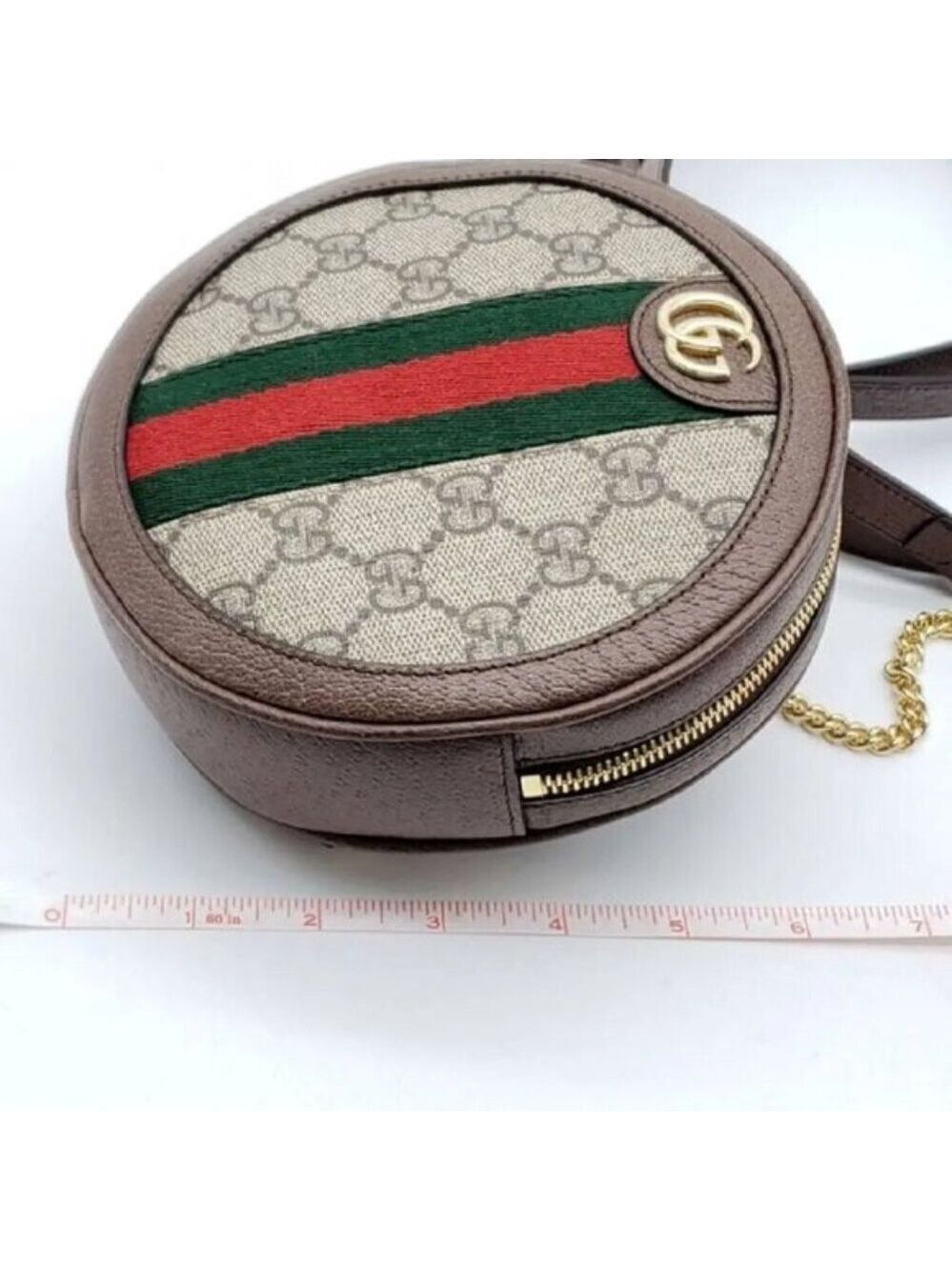 Authentic Gucci Ophidia Round Mini Crossbody Bag NEW | GG Supreme Canvas Web Bag - Picture 9 of 13